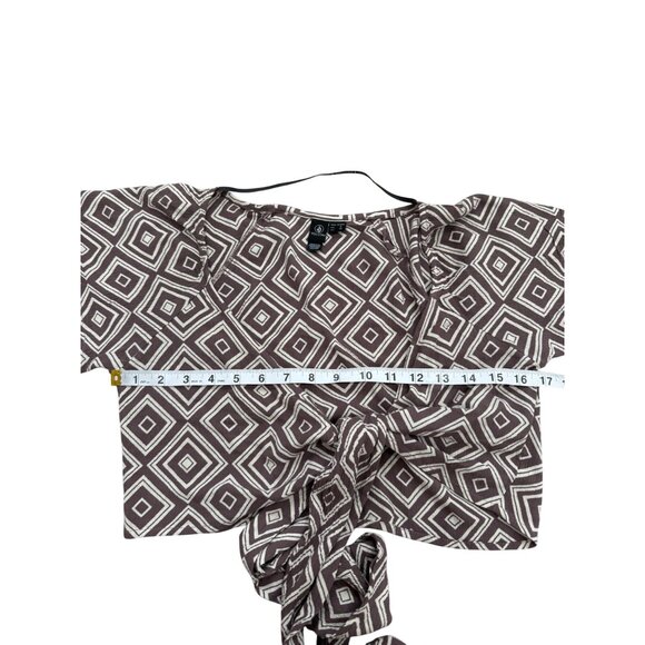 Volcom Womens Cropped Top Retrospectacle Printed Tie-Front Size S - Picture 5 of 8